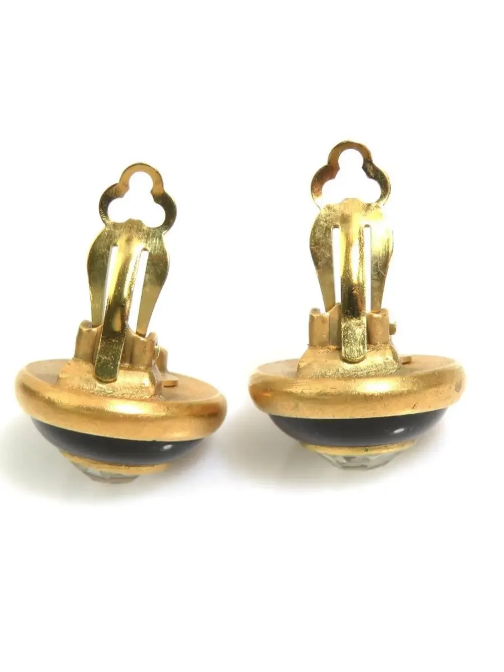 Auth Chanel Vintage Earrings Gold/Black #302720C23B